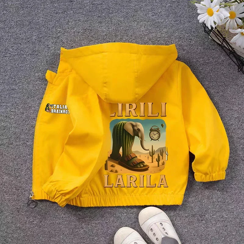 Italiano Brainrot Animale Bambini Giacca con cappuccio Divertente Meme Tung Sahur Cappotto Primavera Moda Bombardiro Cappuccino Magliette e camicette Ragazzo Ragazza Vestiti