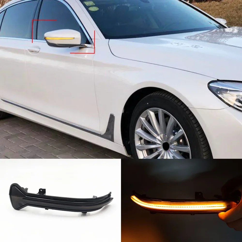 New！ 2PCS LED Dynamic Turn Signal Light Side Rear-View Mirror Light For BMW 5 6 7 8 3 Series G38 G30 G31 G11 G12 G14 G15 G20 M5