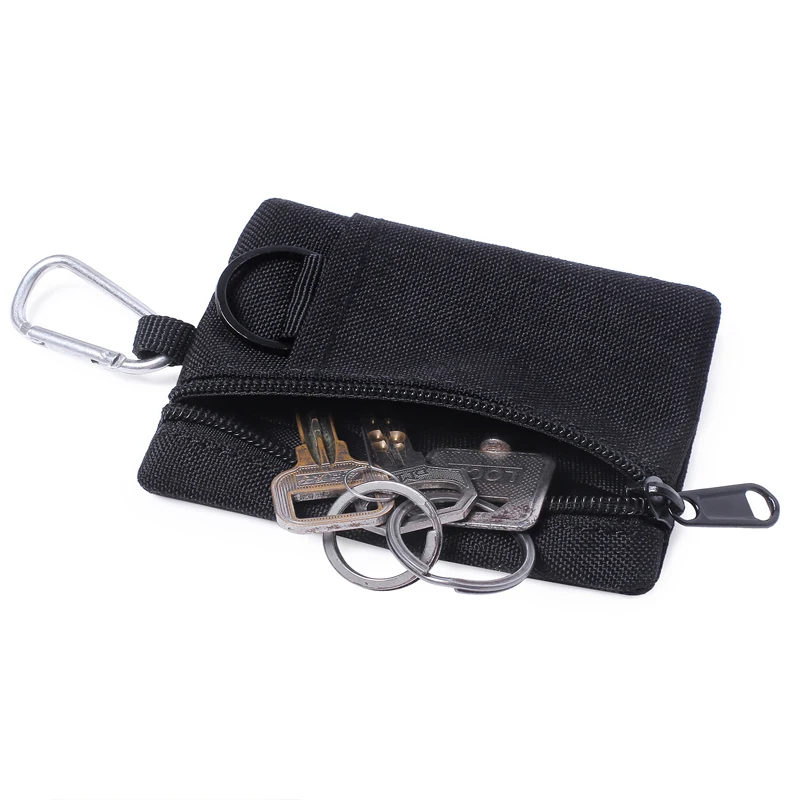 Outdoor Small Waist Pouch Key Wallet Mini Portable Key Card Case Travel Zipper Belt Bag Tactical Purse Coin Purse With Carabiner