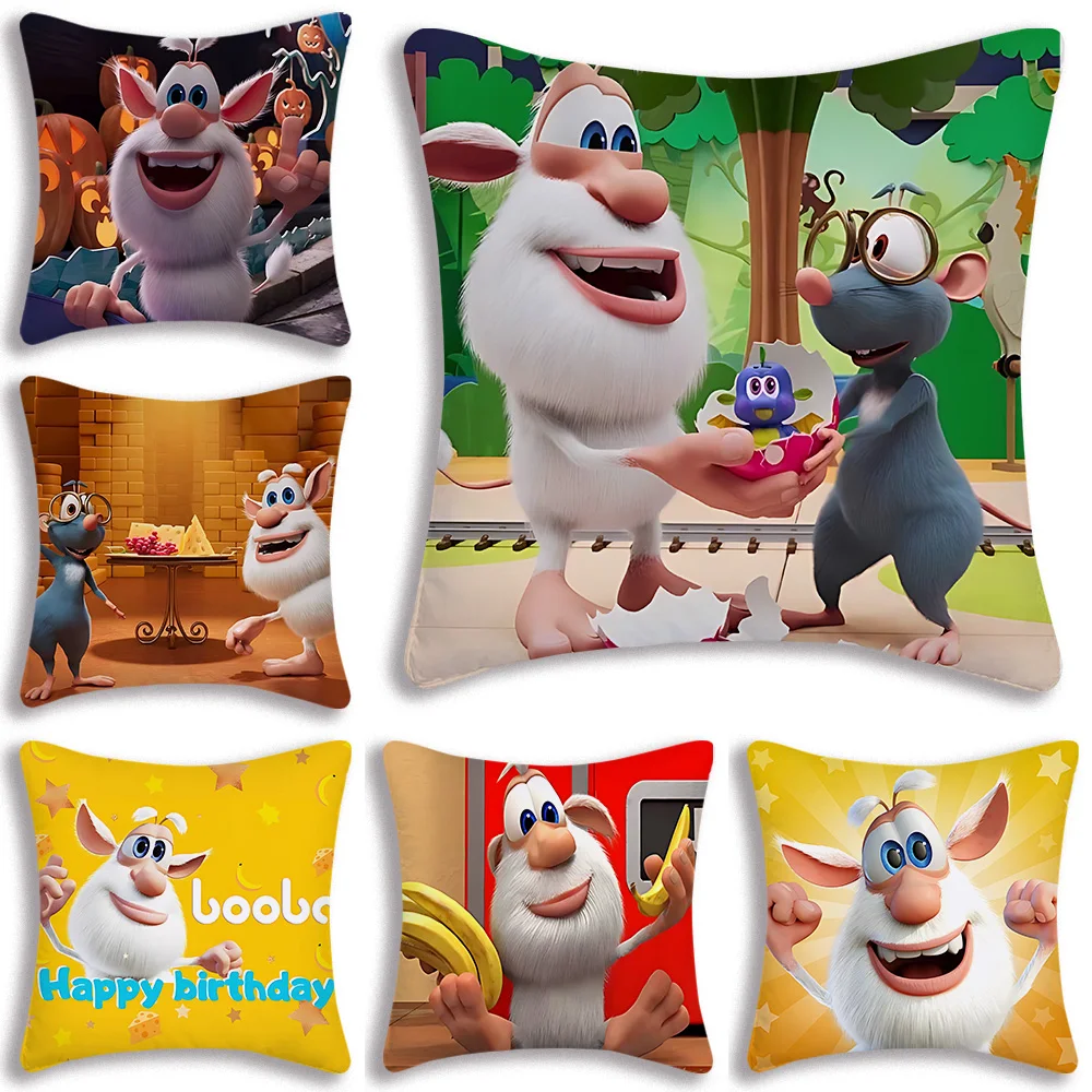 

Pillow Covers Cartoon New Boobas Animation Sofa Decorative Home Double-sided Printing Short Plush Cute Cushion Cover