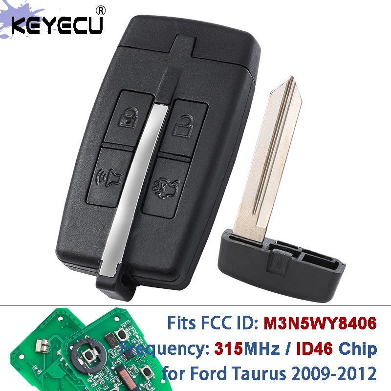 

KEYECU FCC ID: M3N5WY8406 P/N: 164-R7032 315 МГц ID46 Чип Смарт-брелок с чипом для Ford Taurus 2009 2010 2011 2012