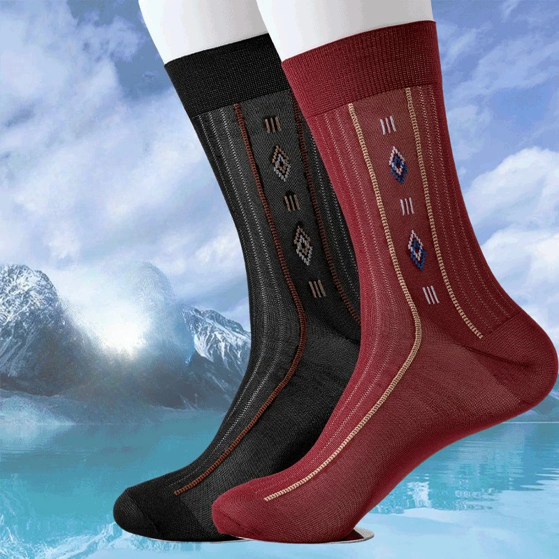 10 Pairs/lot Mens Socks Brand Solid Color Rhombic Jacquard Nylon Breathable Men Black White Wine Red Business Socks Male Gifts