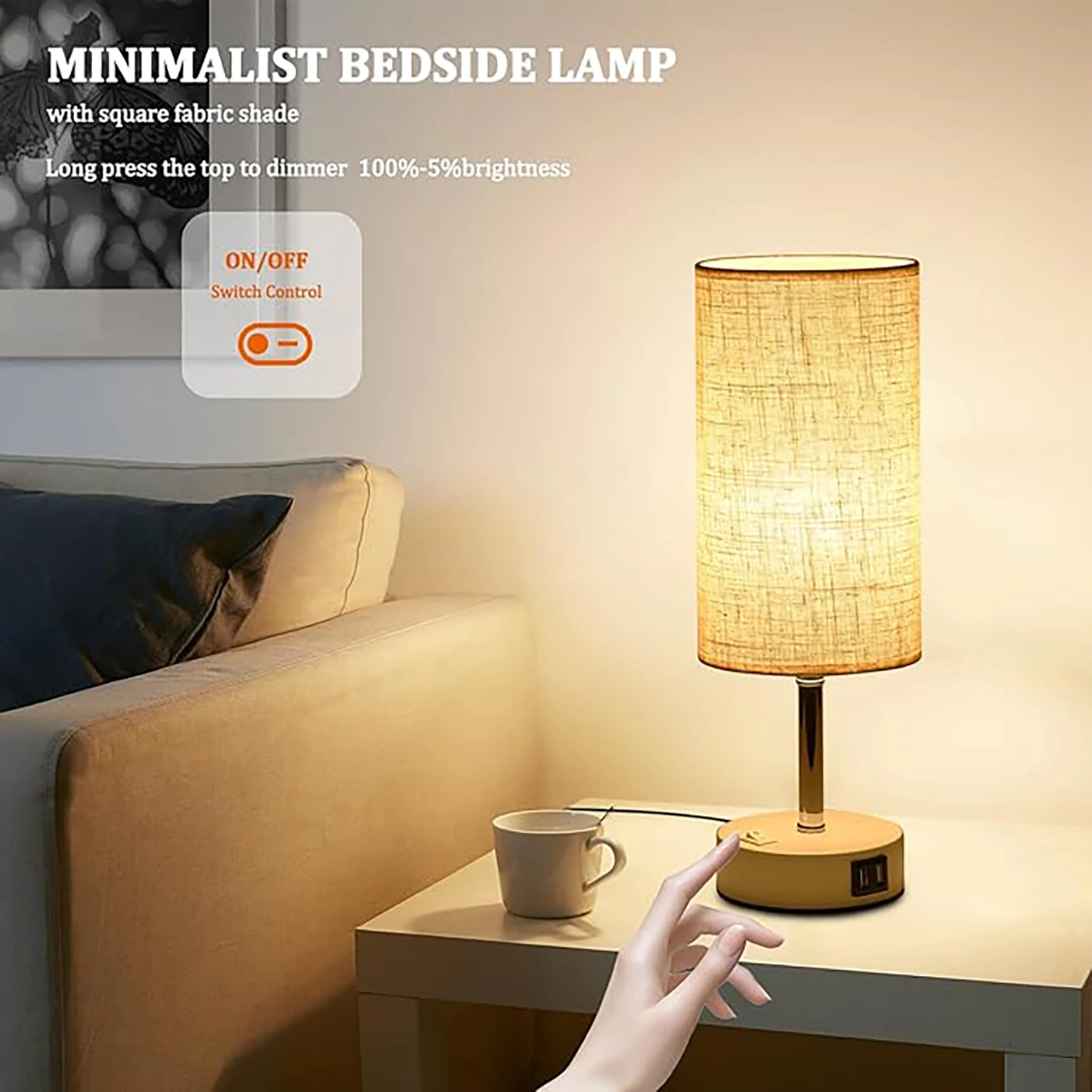 

Bedroom bedside light USB cloth cover table lamp minimalist dining room atmosphere light
