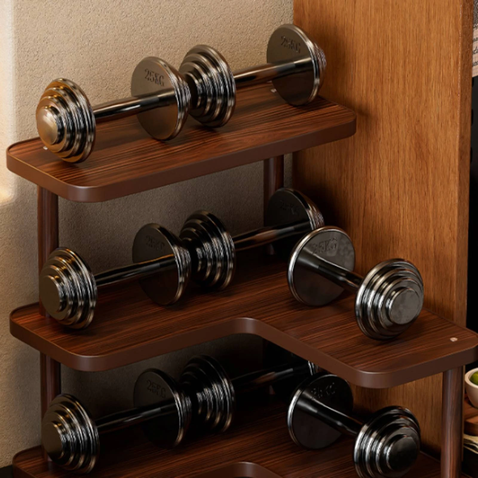 Desktop Organizer Space-Saving Corner Organizer Desktop Rack Small 3-Tier Rack Wood-Grain for Countertop, Coffee Station