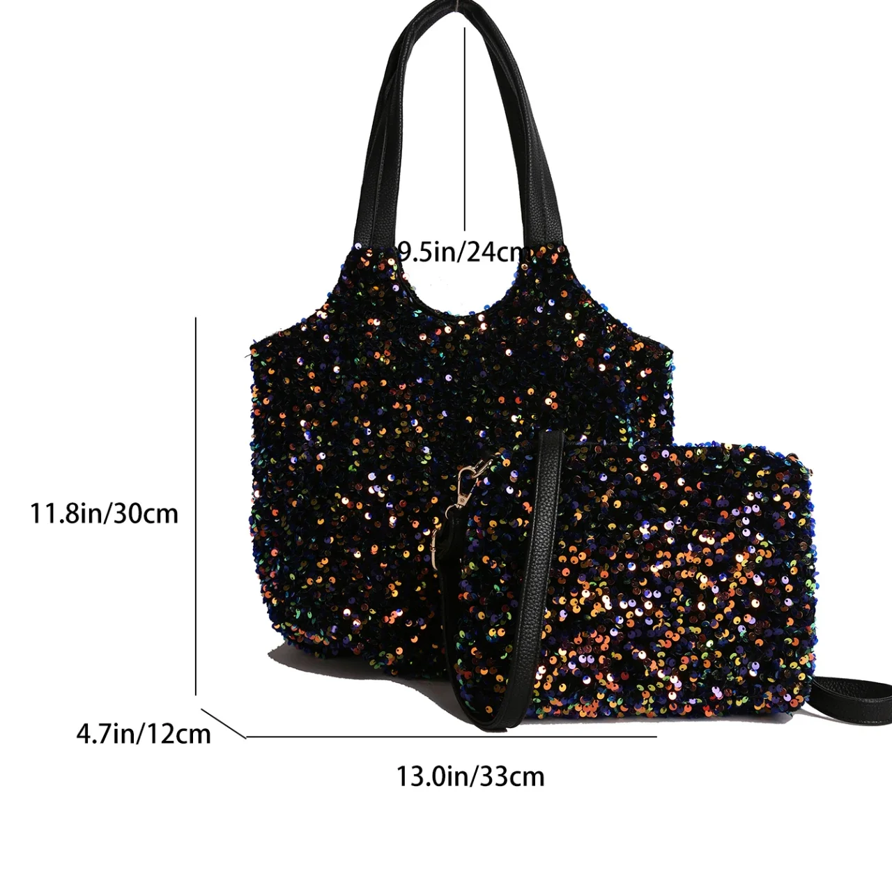 عالية السعة المرأة حقيبة موضة مطرزة تحت الإبط الفاخرة لامعة حقيبة كتف تنوعا حقيبة يد للسيدات حقيبة صغيرة 2 مجموعة حقائب اليد