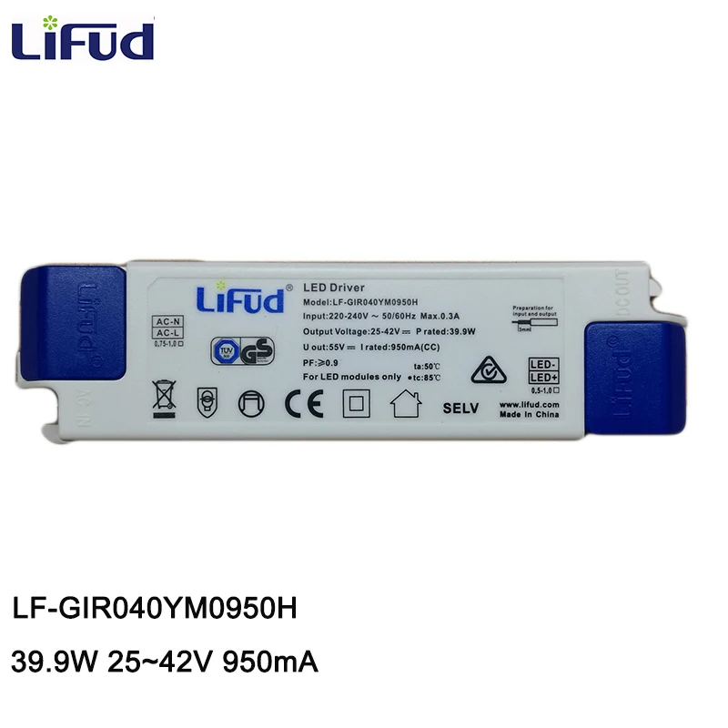 Lifud LED Driver 40W 950mA 25-42V 220-240V LF-GIR040YM0950H LED power supply  Light LED Luminaire Driver GIF040YS0950H 38W33-40V