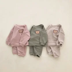 MILANCEL Baby Clothing Set  Bear Embroidery Boys Suits Infant Girls Hoodie Set Boys Outfit