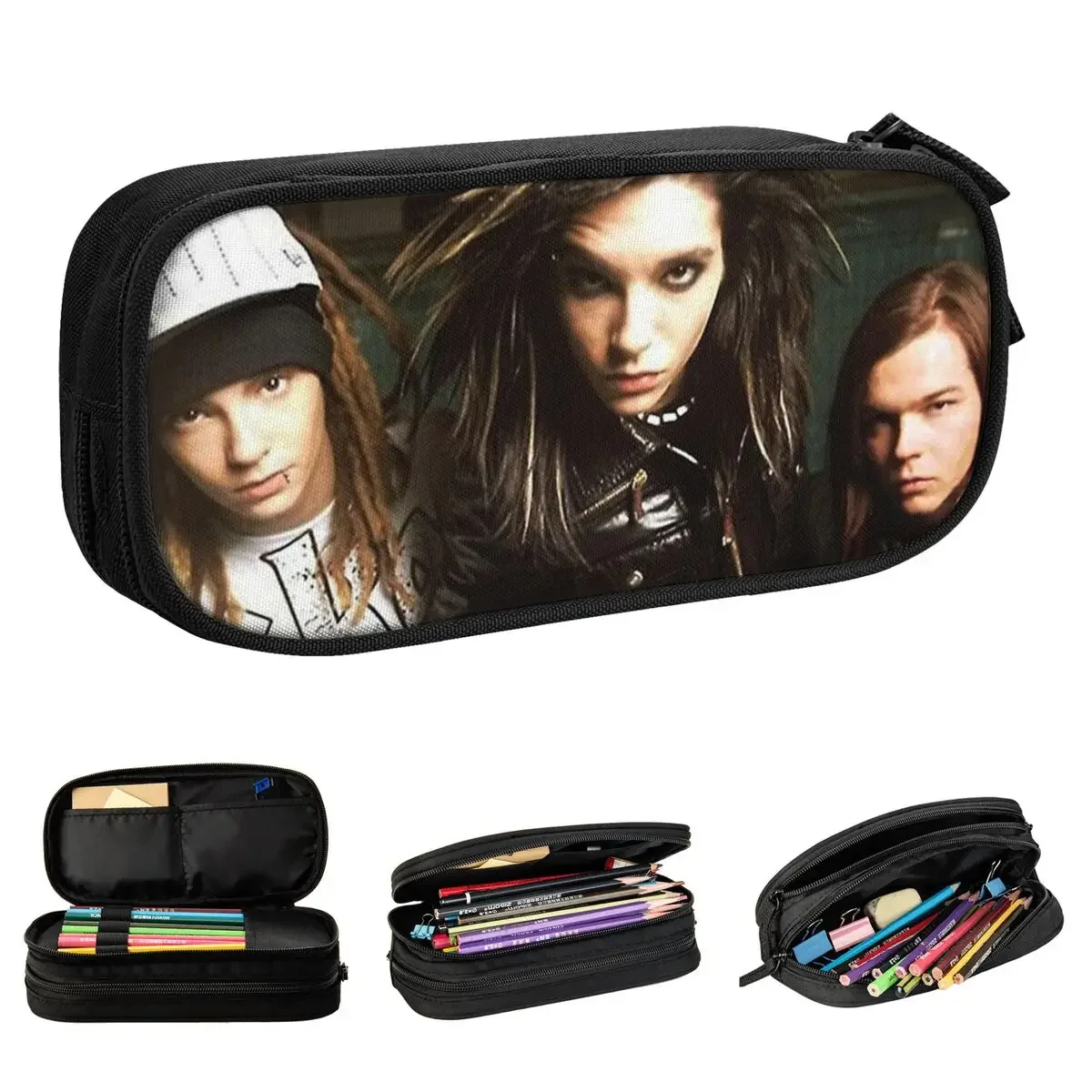 Vintage Tokio Hotel Pencil Cases Tom Kaulitz Pencilcases Pen Holder for Girls Boys Large  Bag Students School Gift Stationery