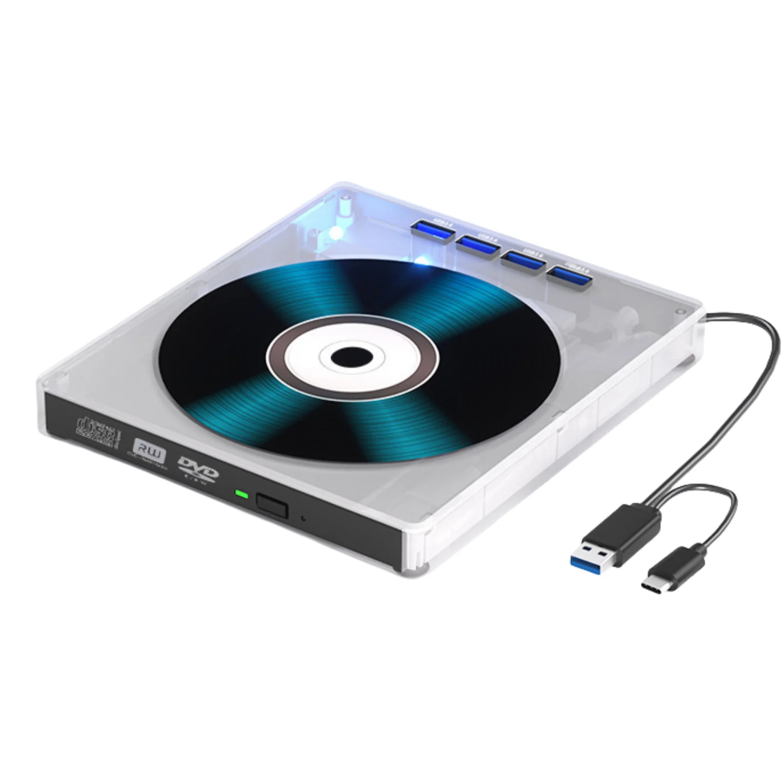 7-in-1 Externes Blu-ray-Laufwerk, USB 3.0 externer Blu-ray Bren, CD/DVD/BD Laufwerk mit SD/TF/Type-C für Notebook und PC