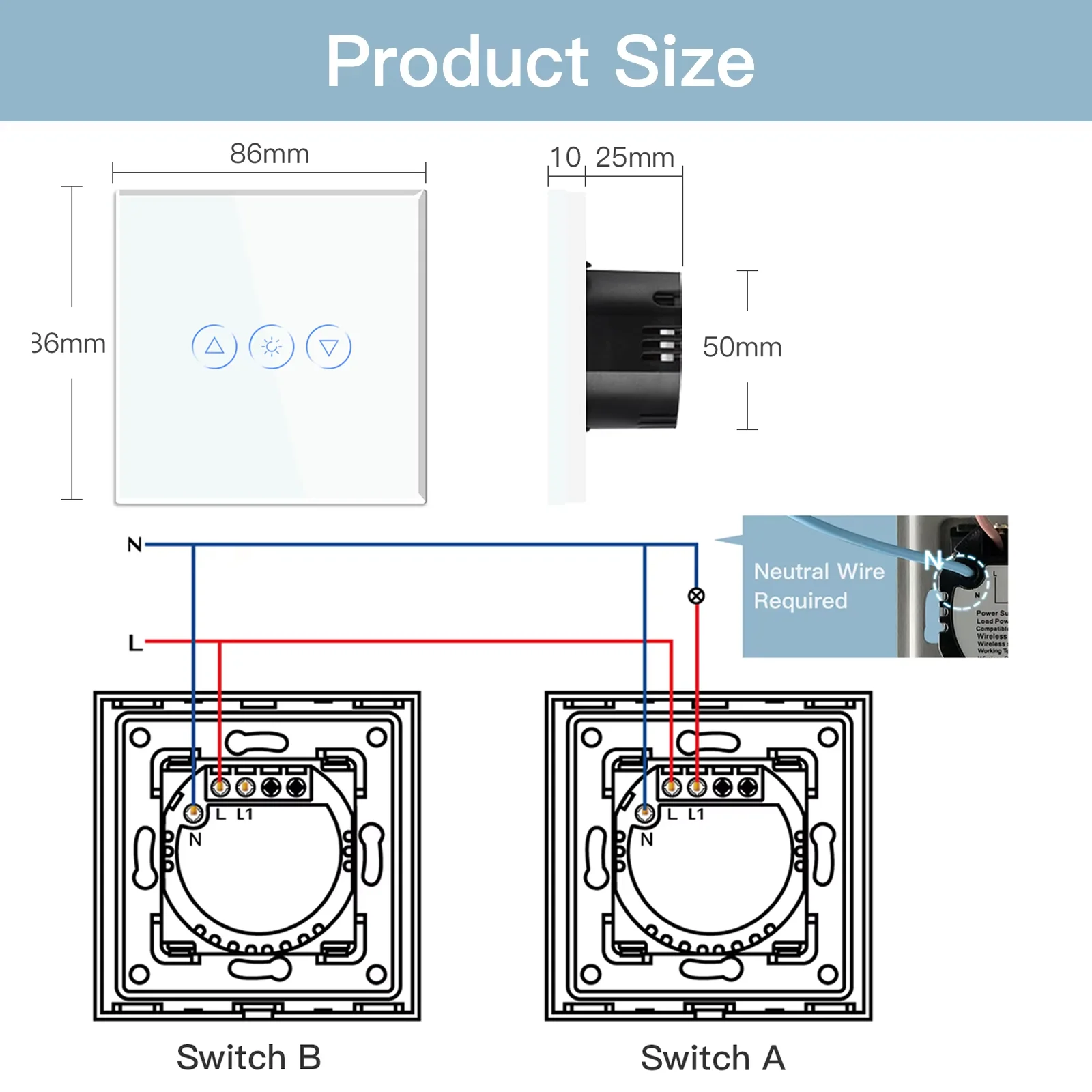 BSEED Zigbee 1Gang 2Way Dimmer Interruttori LED Touch Interruttori Per Scale Camere Da Letto Tuya Smat Vita Alexa App Pannello di Vetro di Controllo