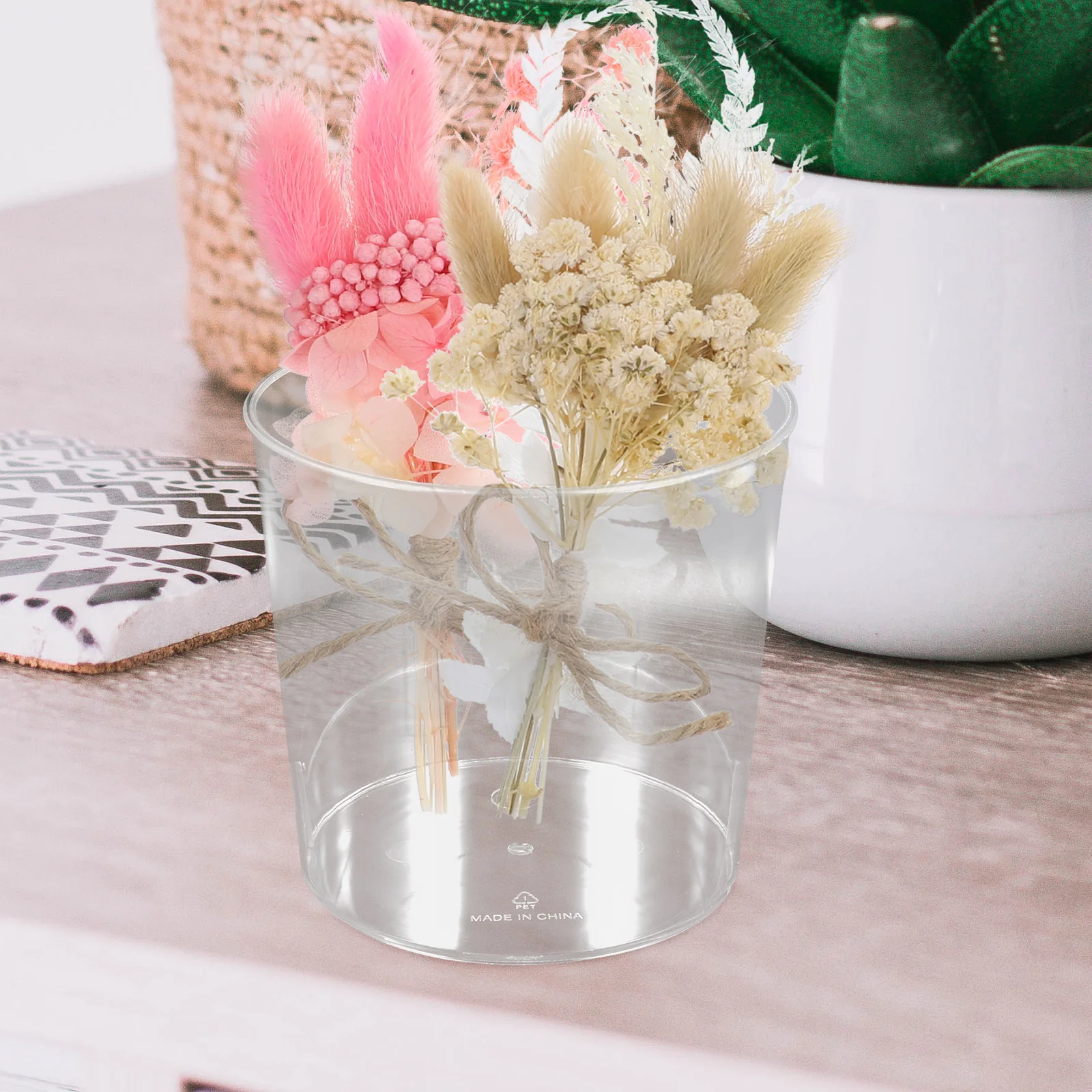 

Large Round Clear Flower Vase Decorative Bucket for Floral Arrangement Fresh Flowers Storage Container Plastic Cylinder