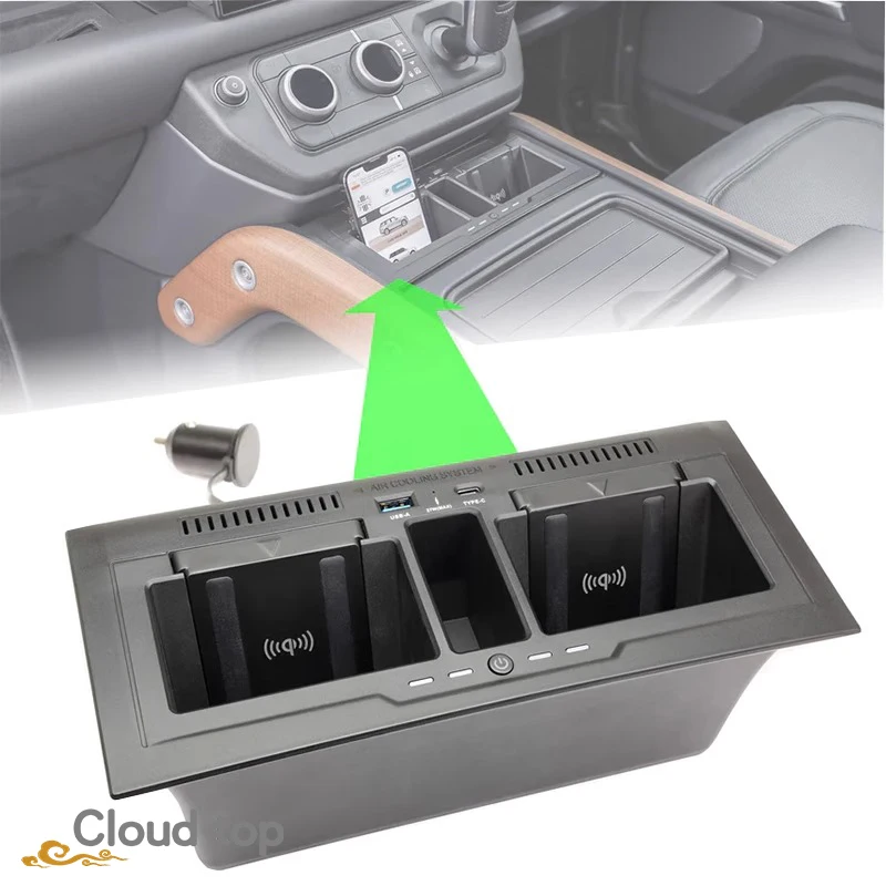 

Car wireless charger ForLand Rover Defender 90 110 130 2020-2023 L663 accessories mobile phone fast charging central storage box