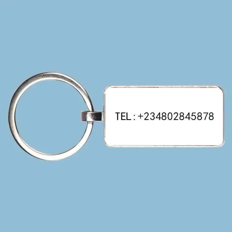 Numer telefonu dostosowany numer telefonu cyfrowy prostokąt brelok znak i nazwa brelok przed utratą