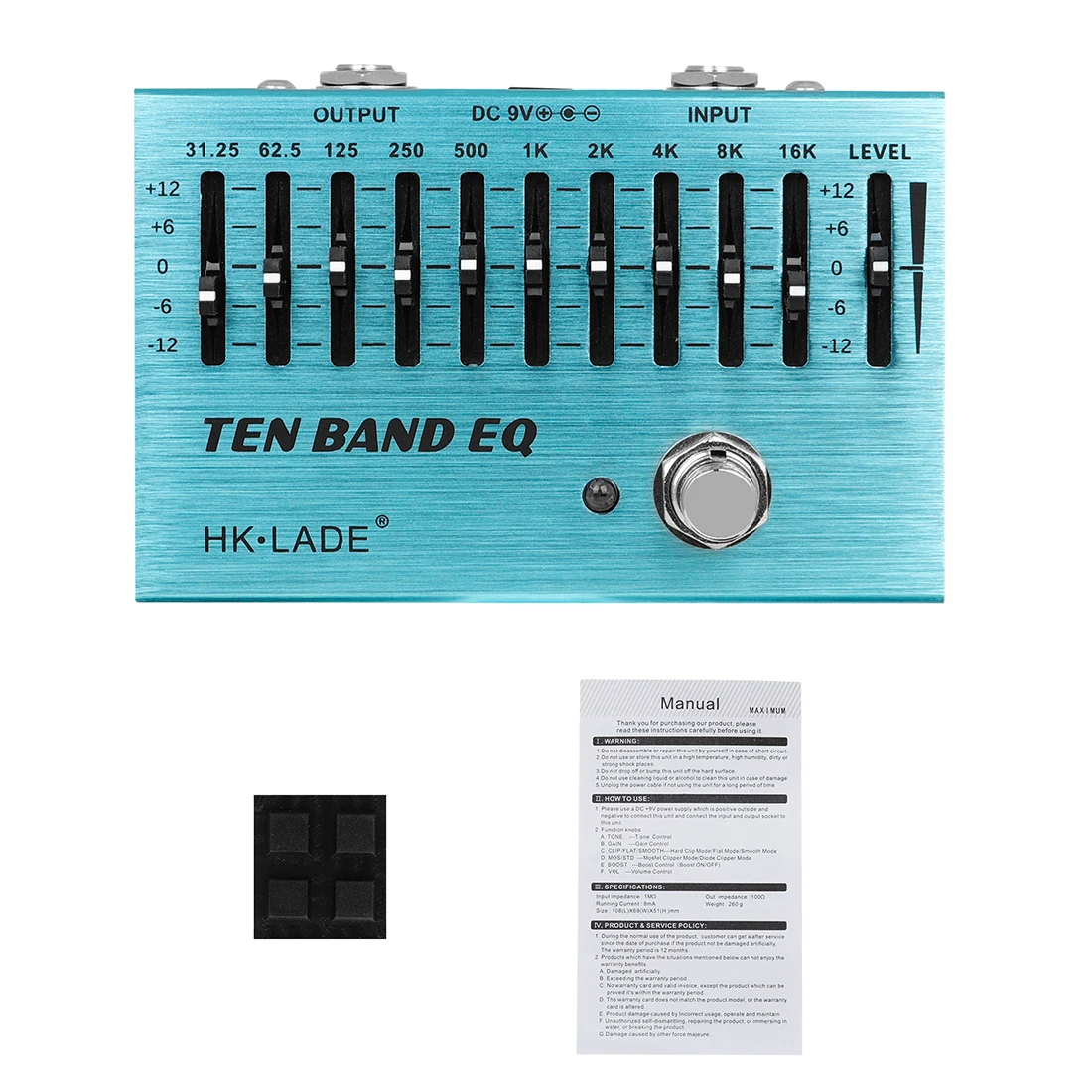 HK·LADE TEN BAND EQ Equalizer Guitar Effect Pedal 31.25Hz-16kHz 10 Band EQ Pedal for 4/5/6/7 String Electric Guitar Bass