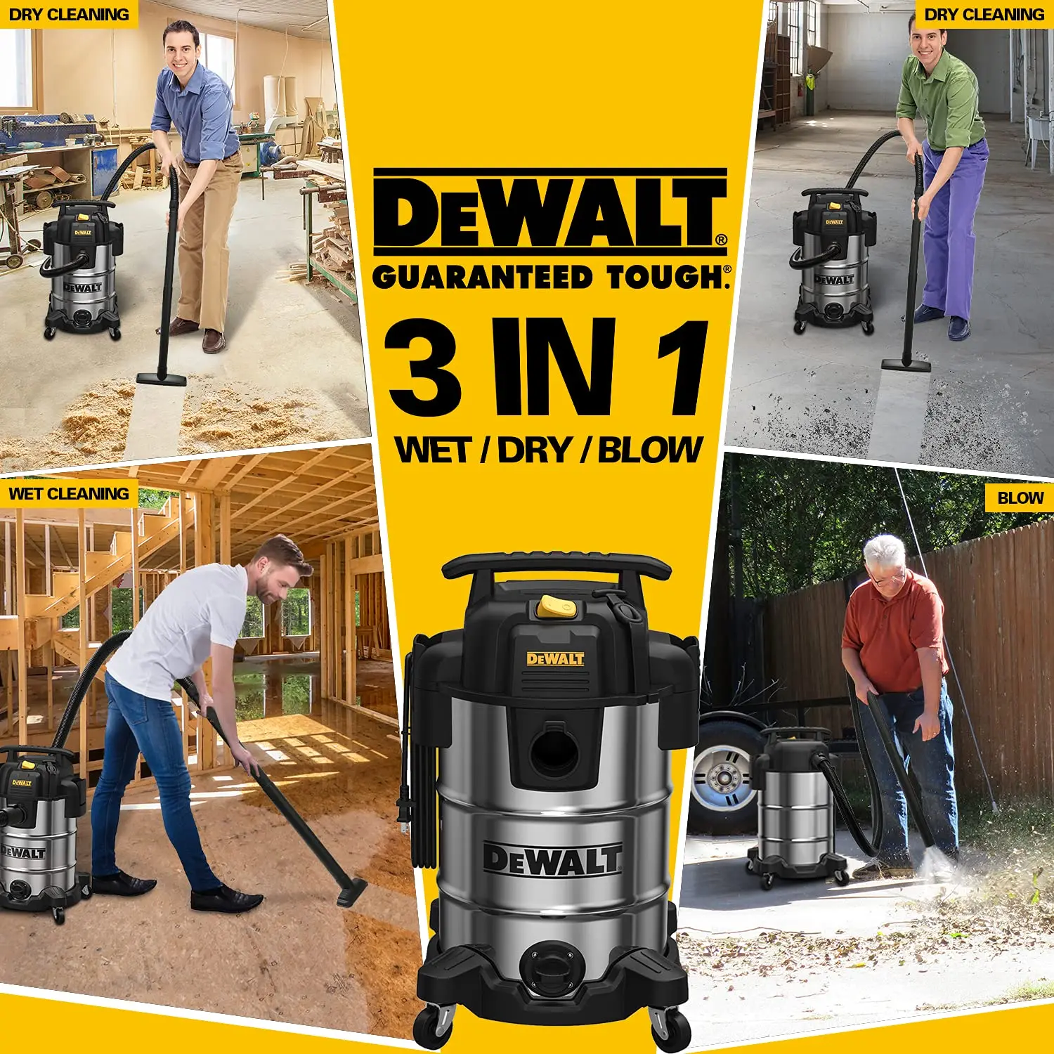 

DEWALT DXV08S 8 Gallon Wet/Dry Vacuum, 4 Peak HP Shop Vacuum, Stainless Steel Tank, Silver