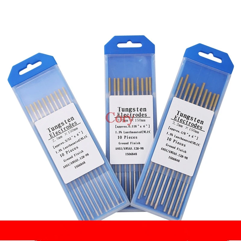 

10pcs/bag WL15 Argon arc welding lanthanum tungsten electrode gold head tungsten needle 1.0/1.6 /2.0/2.4/3.0/3.2/4.0*150m