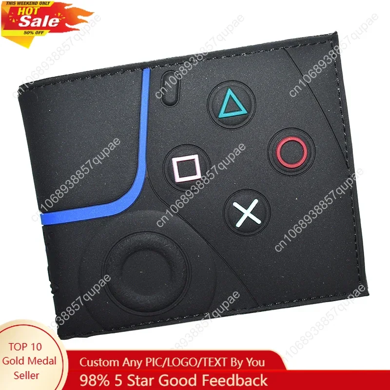 

7 Color Game Controller Design Wallet PVC Short Purse with Zipper Coin Pocket for Game Cosplay
