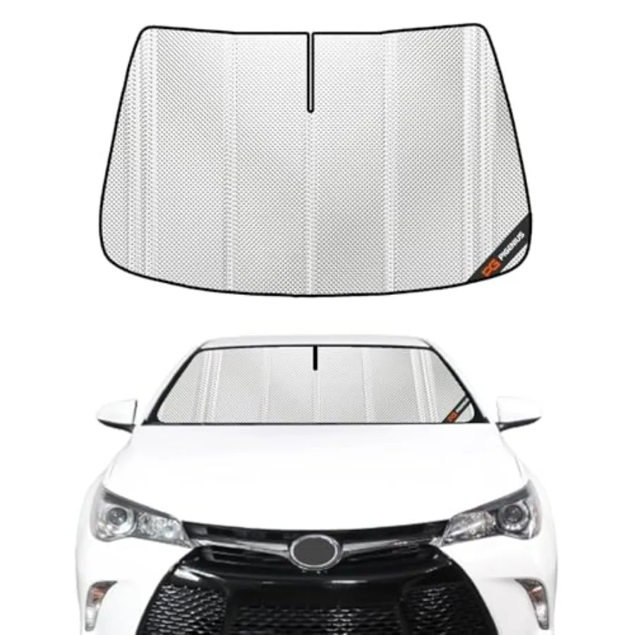 

Windshield Sun Shade for Camry 2015-2017 with Lane Departure Alert Full Coverage Rearview Mirror Shade in Black for U