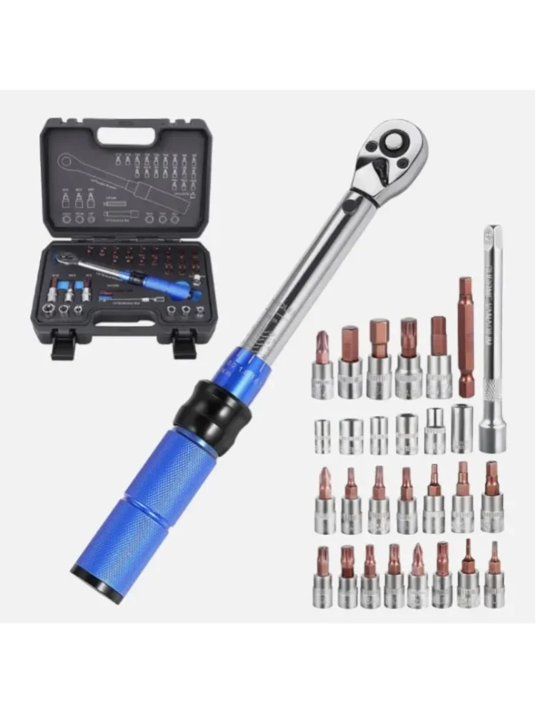 1/4"-Drehmomentschlüssel-Set 5-25 Nm, 32-teiliges Fahrrad-Reparaturwerkzeug-Set mit 72-Zahn-Ratsche, ±3% hohe Genauigkeit, CR-V-Stahl für Fahrrad- und Autowartung