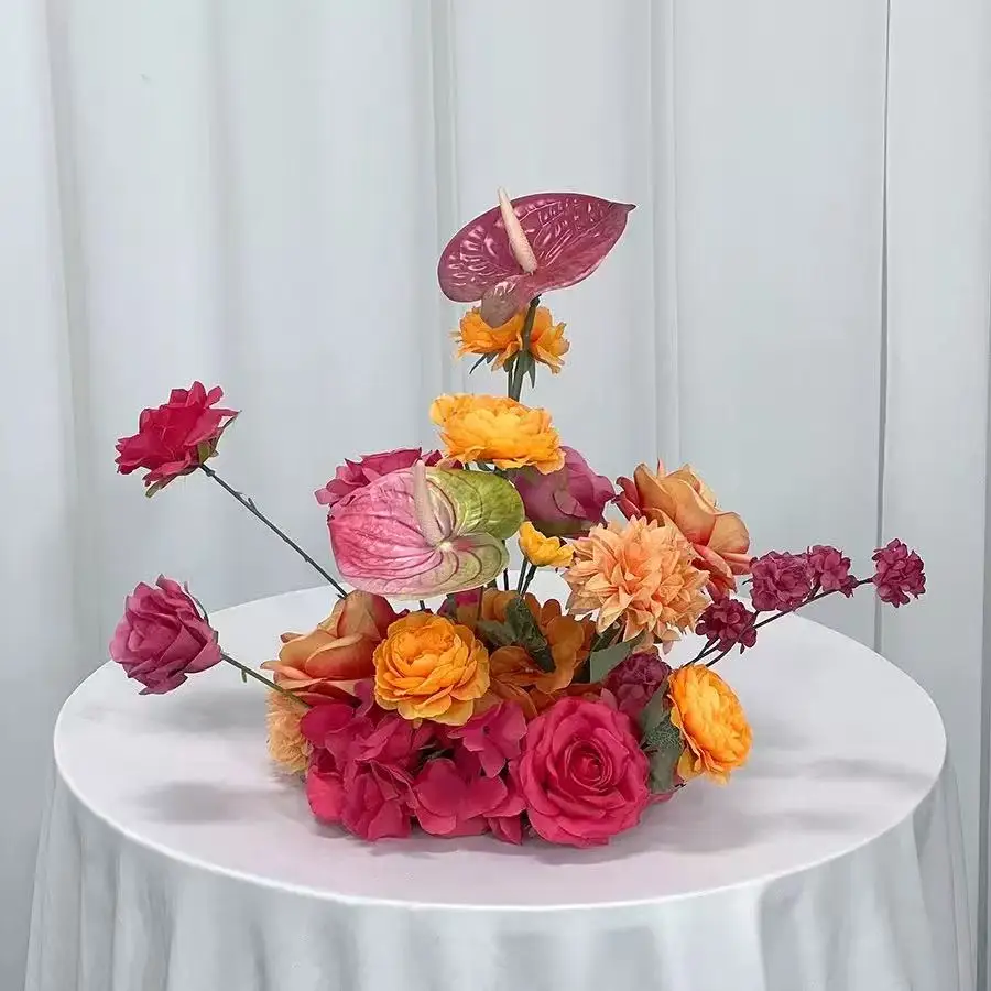 40cm 15,74 Zoll Pinkfarbene Rosen-Delphinium-Blumenkugel Tischdekoration Hochzeitshintergrund Empfang Gang Fenster Fotorequisiten – Detail 7