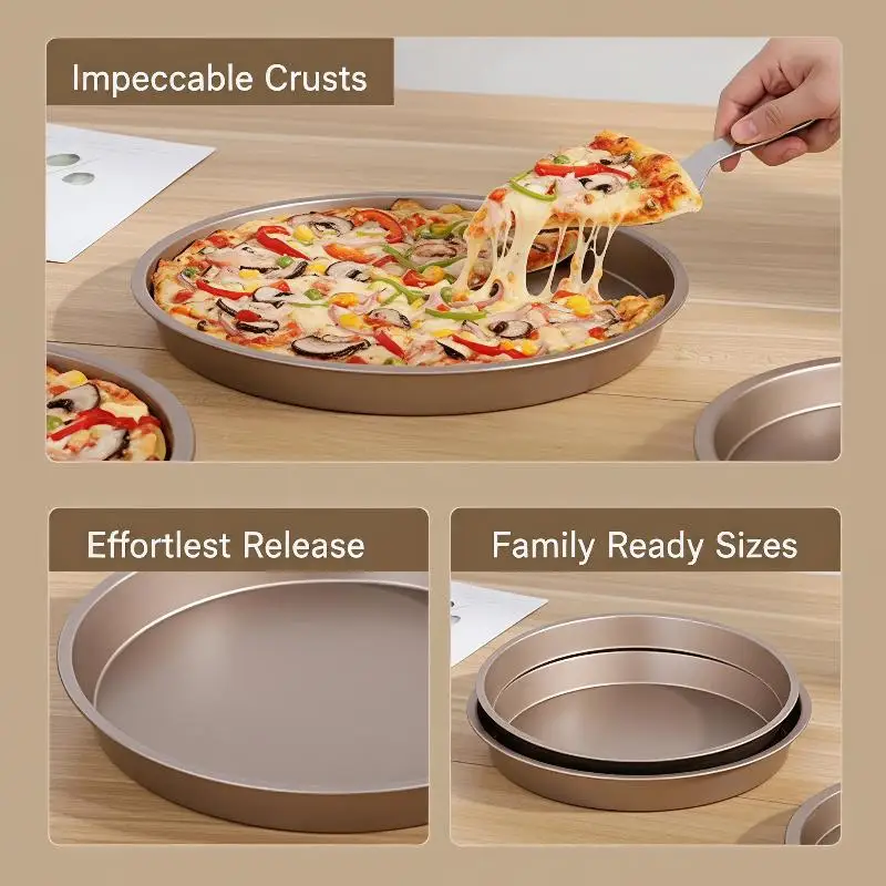 Round Baking Tray Non Stick Even Heating Carbon Steel Oven Tray For Baking
