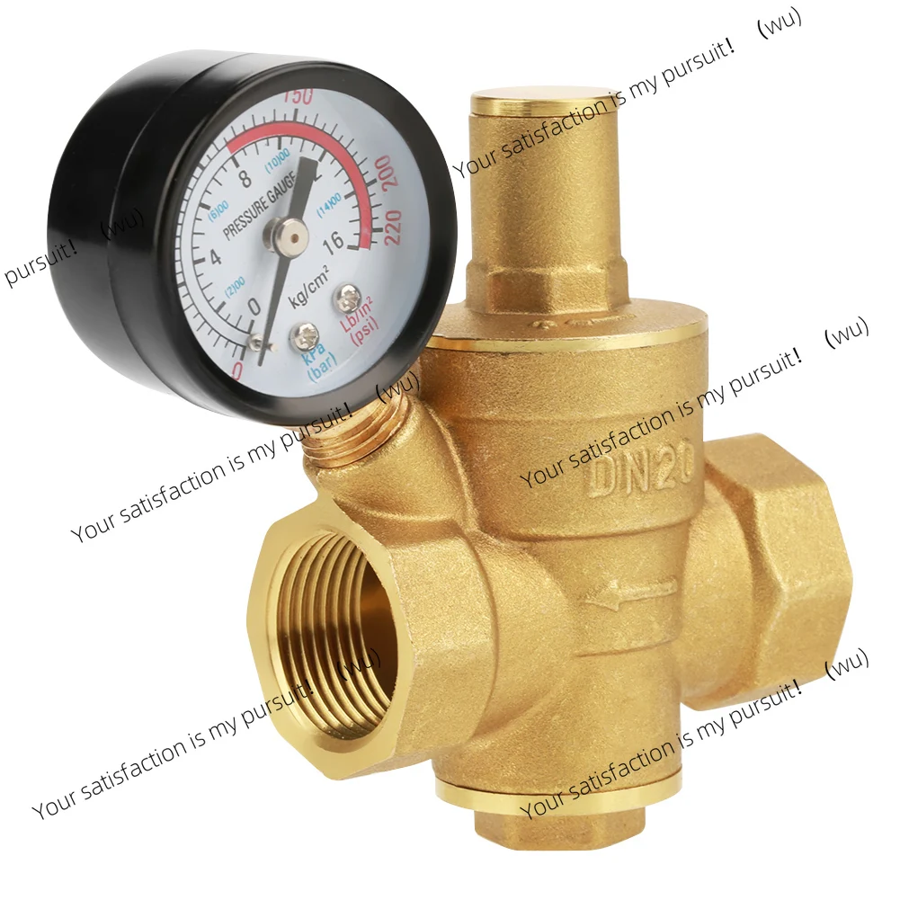 Water Pressure Regulator Brass Pressure Regulator DN20 Brass Adjustable Water Pressure Regulator Reducer with Gauge Meter