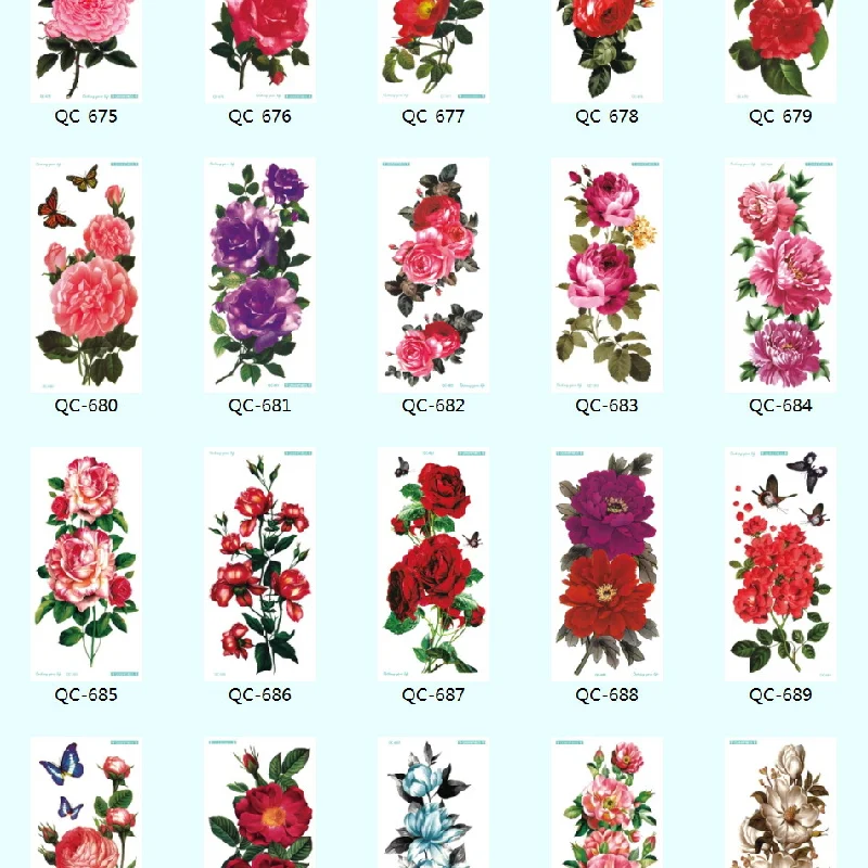 Waterproof 3d Flower Arm Tattoo Colorful Arm Personalized Bracelet Flower Temporary Tattoos Sticker Size:210*100mm