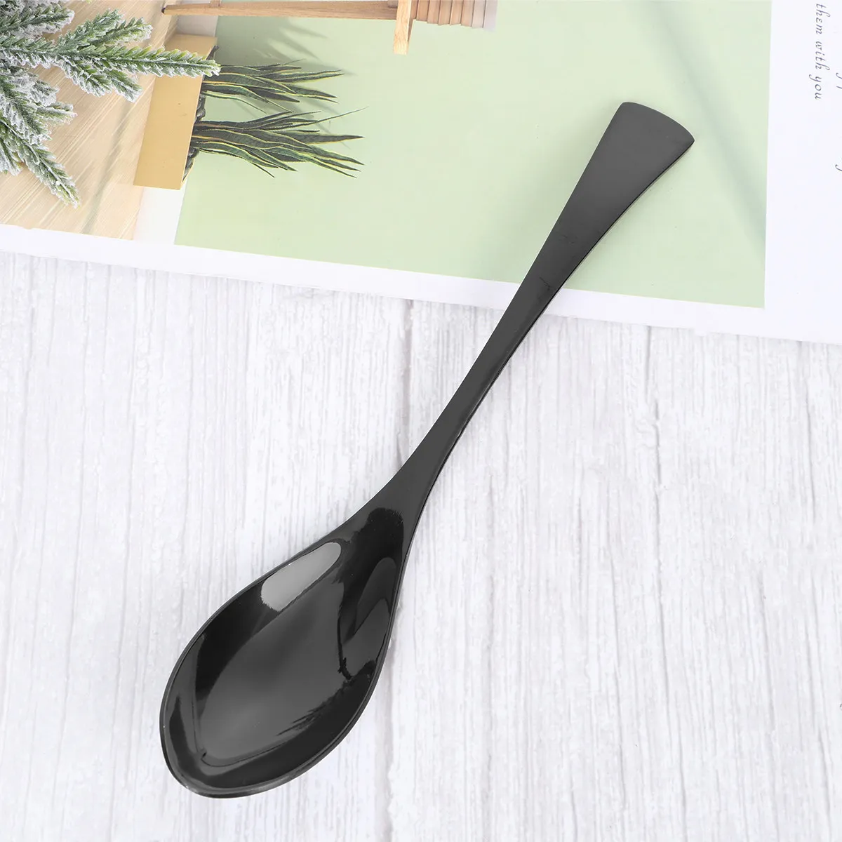 Premium Black Gold Titanium Plated Stainless Steel Soup Spoon Mirror Finish Lightweight Easy Clean Tableware for Hotel Store