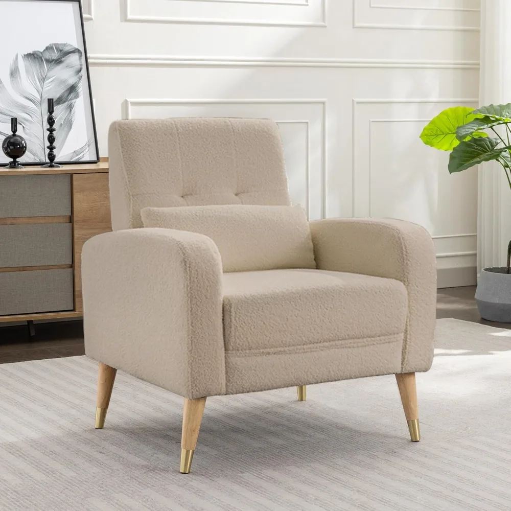 

Mid-Century Modern Accent Chair, Upholstered Armchair Living Room Chair, Comfy Single Sofa Chair with Sturdy Legs