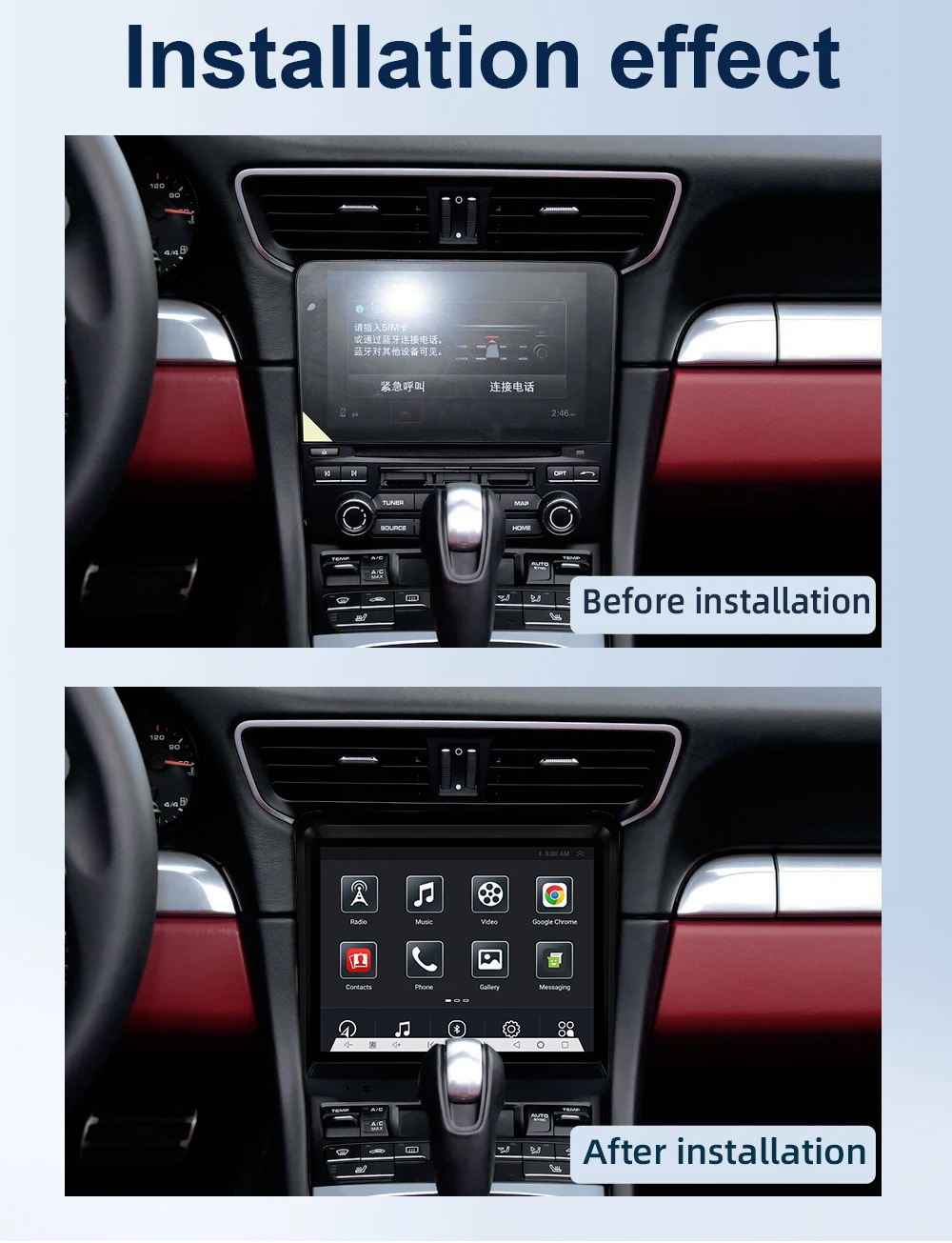 CarPlay 8.4 Inch 2 Din Android 14 Car Player 8 Core DSP Multimedia GPS Auto Radio For Porsche 911 987 Cayman Boxster 12-17