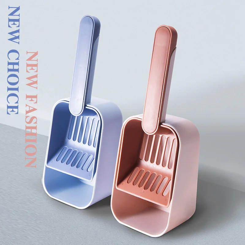 

New cat litter shovel set all-in-one cat litter shovel hit color cat litter shovel plastic pet cleaning tool with base