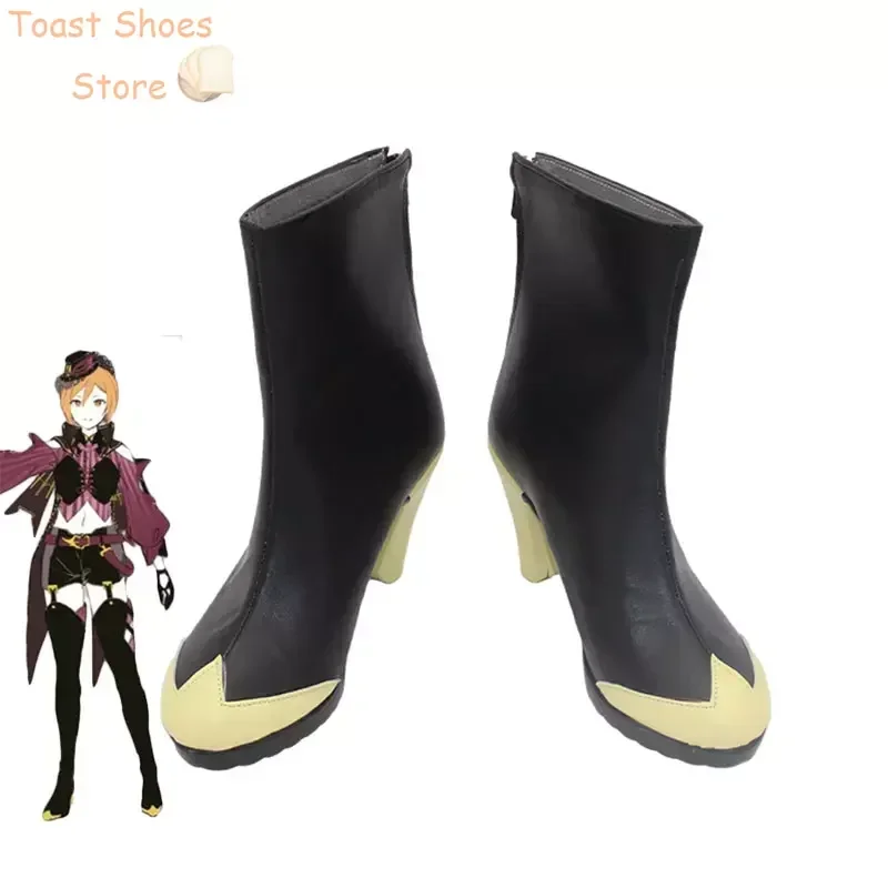 PJSK Meiko Cosplay Shoes Halloween Carnival Boots Cosplay Prop PU Leather Shoes Costume Prop