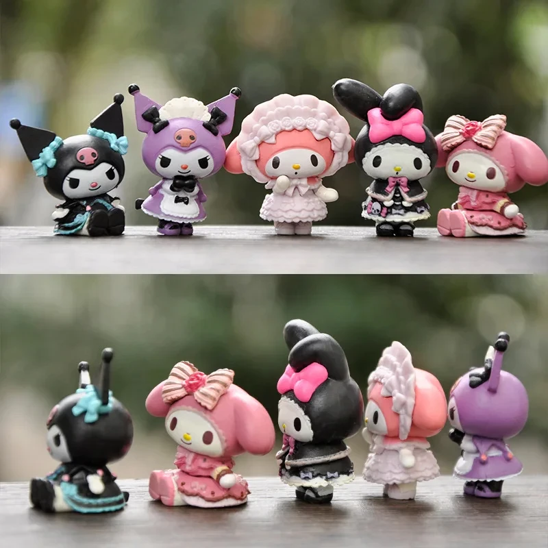 5 pz 3-4cm Kawaii Kuromi Melody modello Anime figura bambola accessori giocattoli regalo Action Figures hobby regali