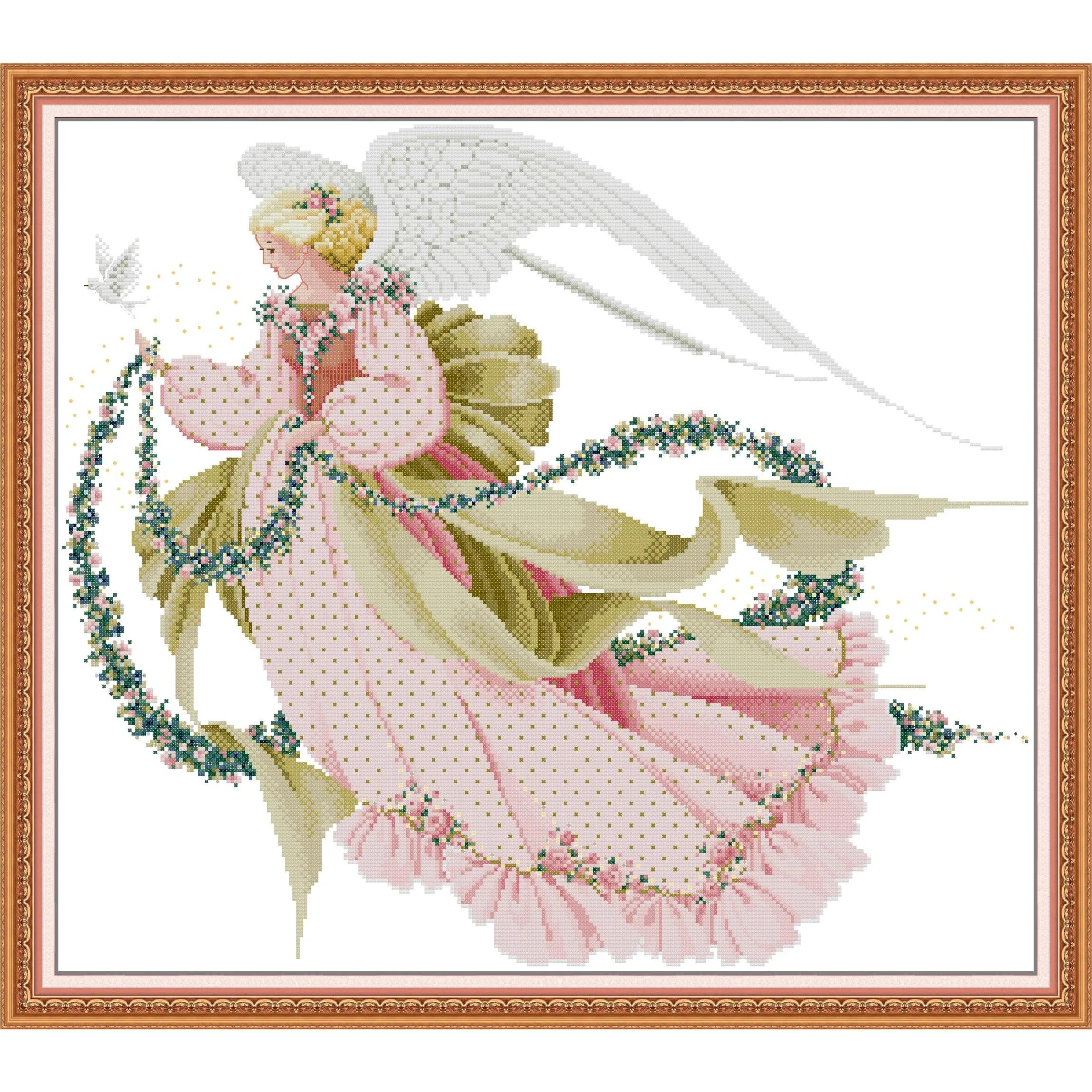 مجموعة غرز متقاطعة مطبوعة مسبقًا من Soulgift News، قماش عايدة مختوم مع خيوط DMC، طقم تطريز - Angel 1