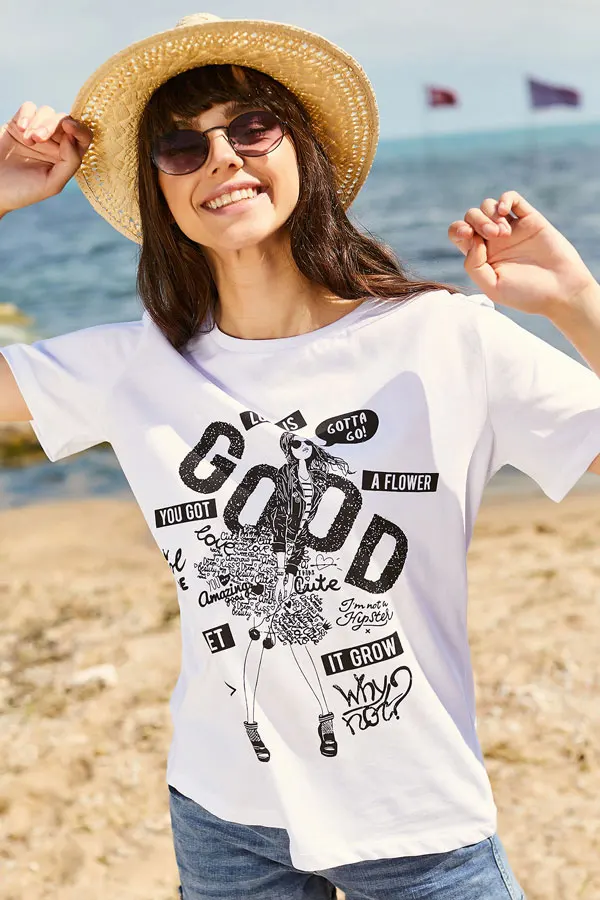 Good Printed Tshirt 2021 Summer Spring Women 'S T-shirt Fashion Tops Sexy Print Ladies top