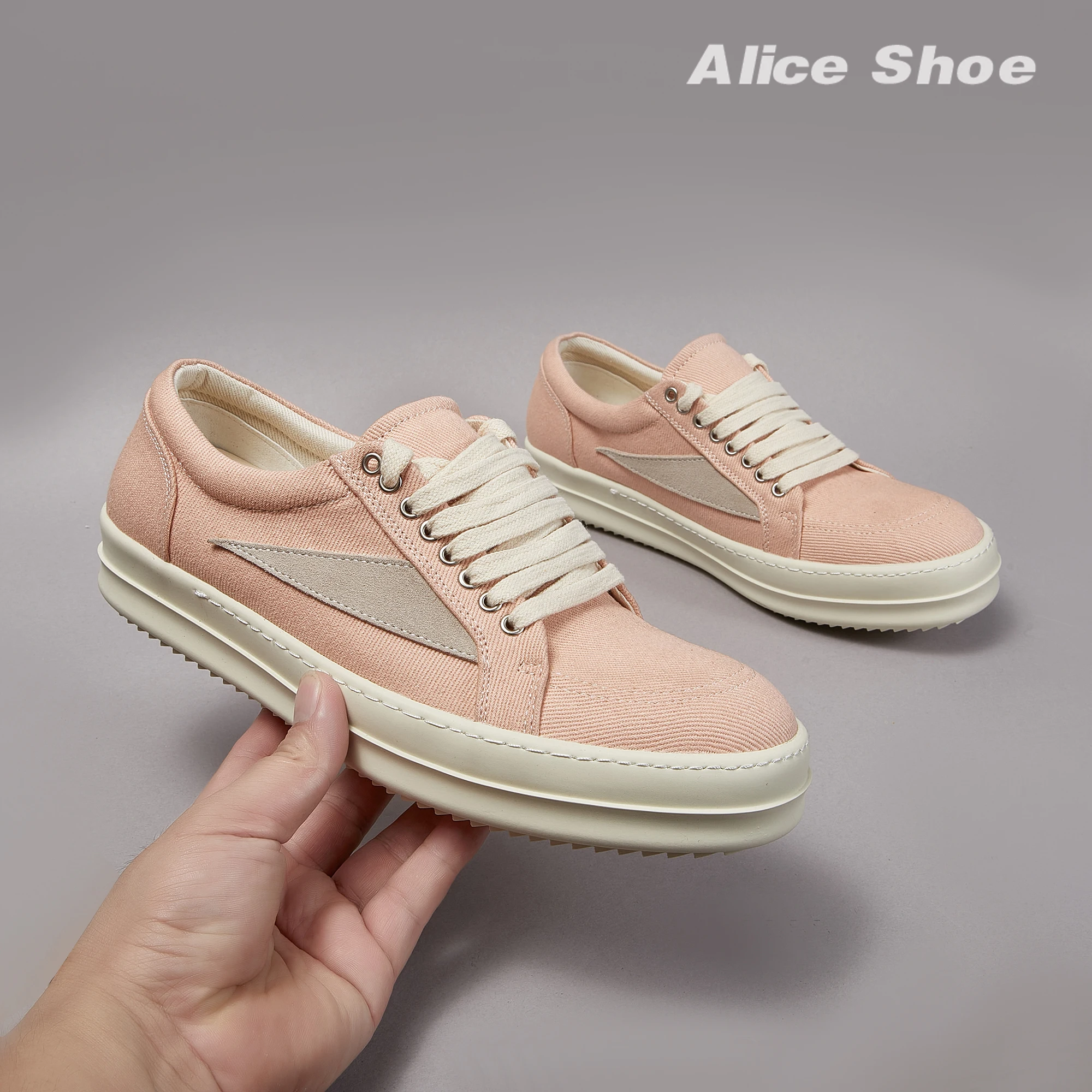 Outdoor Designer Men Shoe Canvas Women Sneaker Low Top Holiday Pink Lace-up ricks Luxury Thick-sole owen Casual Platform Shoe