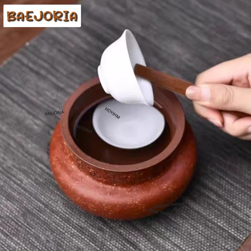 BAEJORIA 430ml Boutique Yixing Purple Clay Tea Washing Basin Handmade Raw Ore Coarse Sand Clay Tea Residue Barrel Jianshui Tea