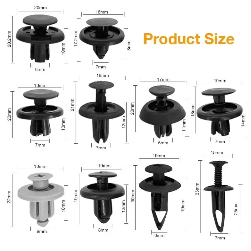 100PCS Plastic Bumper Rivet Clips, Auto Fastener Retainer for GM Ford Toyota Honda Chrysler image 5