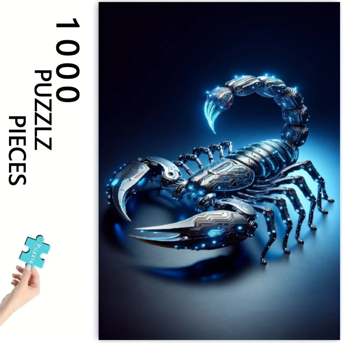 1000ピース ブルーグローサソリパズル - 光るメタリックブルー ジグソーパズル 大人とティーン向け、教育STEM学習、耐久性