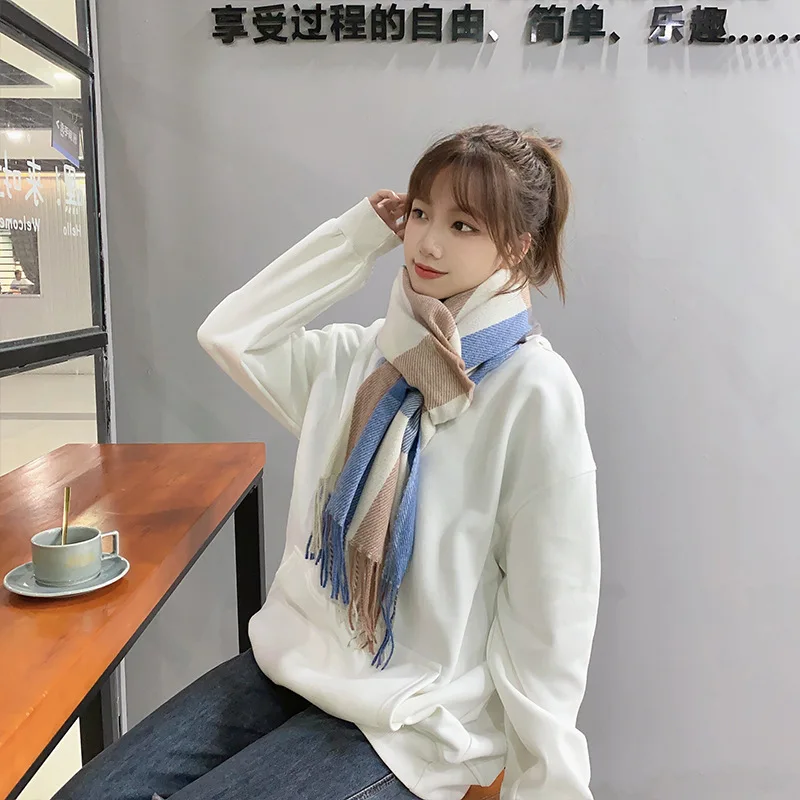 

Women`s scarf winter 2024 Italian new design thick warm imitation cashmere shawl Korean version of all fringe bib men`s scarf