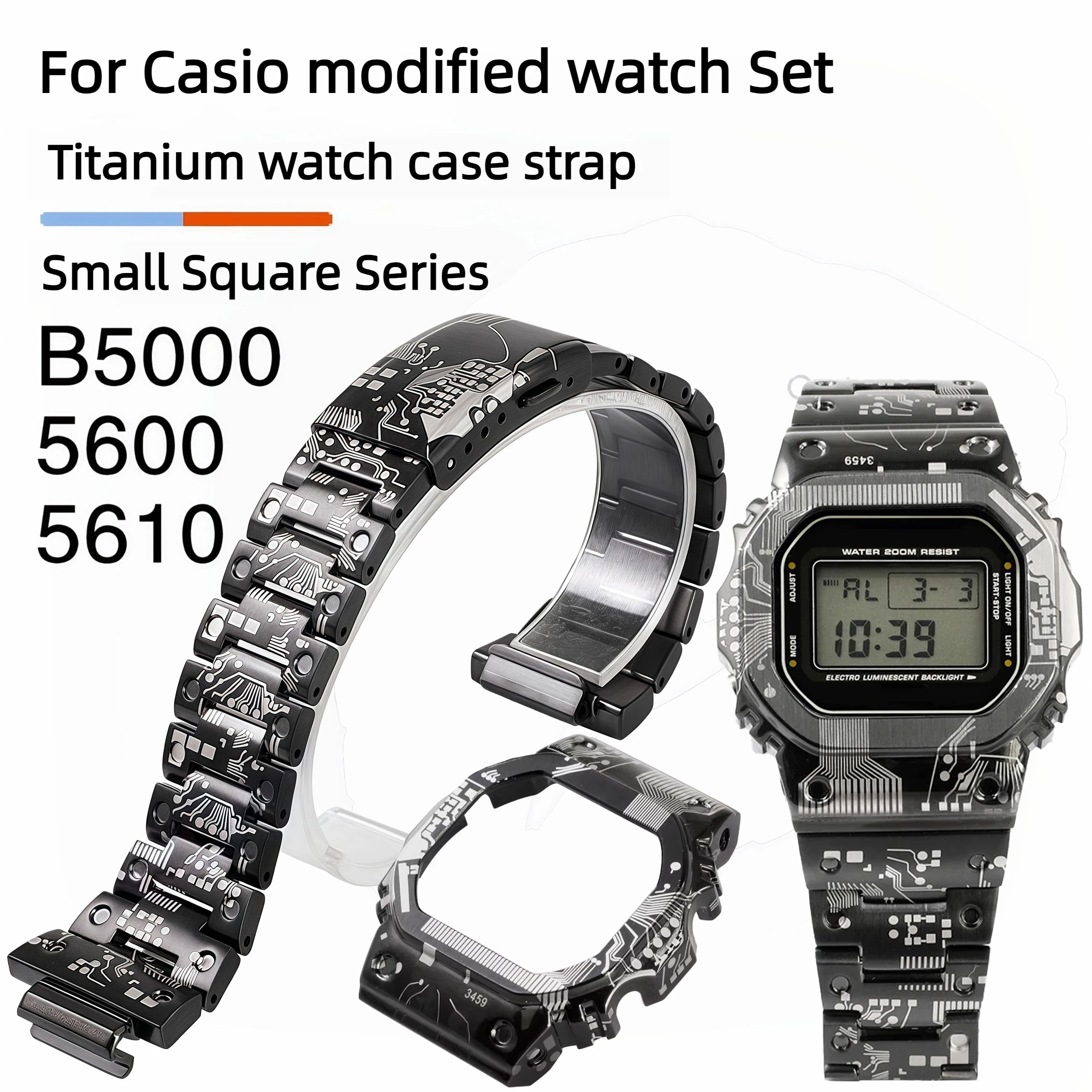 

Титановый корпус для часов, комплект модов для Casio 5600, серии 5610, DW5600 GMW-B5000 GMW5610, мужской ремешок для часов из нержавеющей стали с металлическим безелем