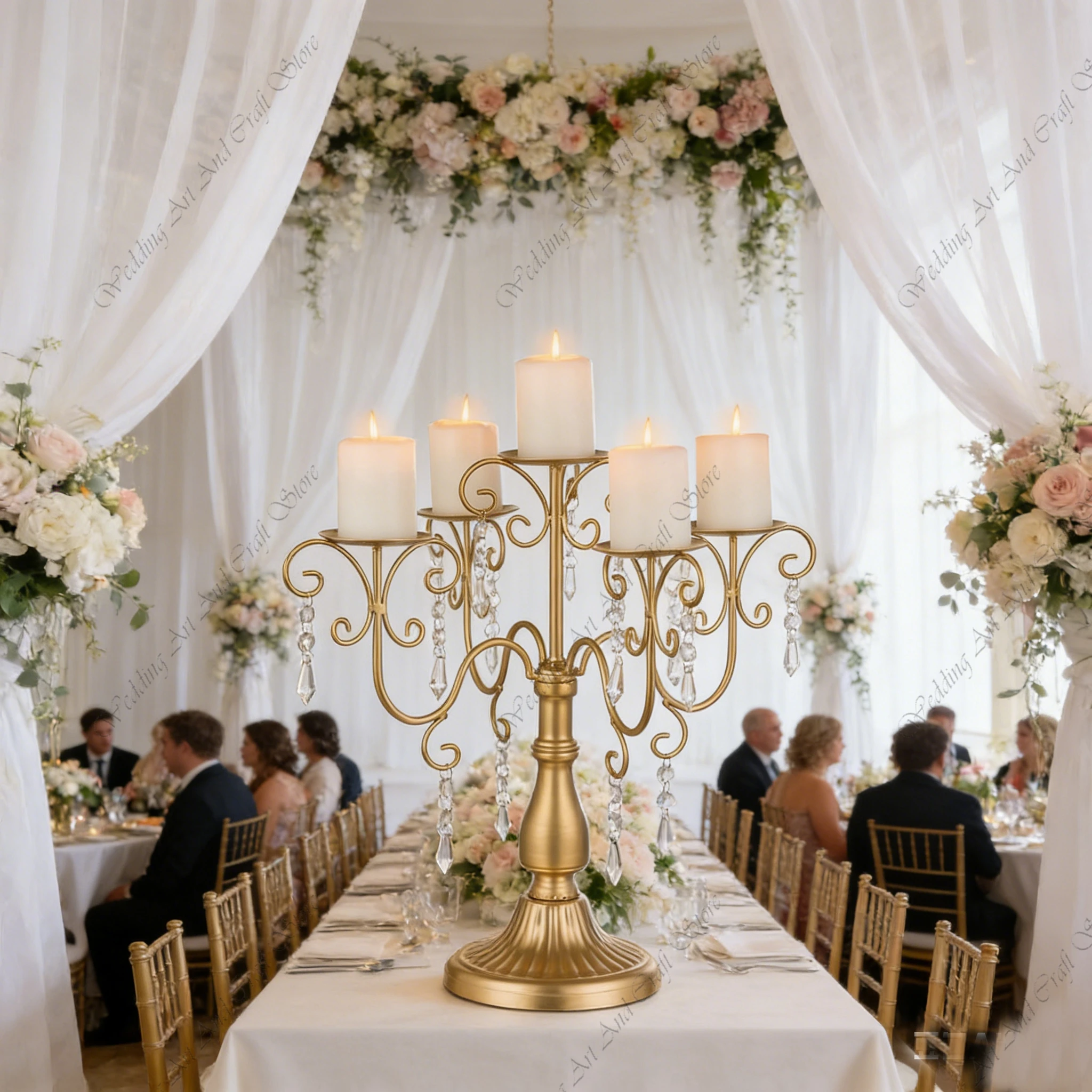 

10 шт. f30, 39-90 см, канделябры с 5 ручками, золотой пол, высокая ваза, подсвечники с хрустальными бусинами для свадебного стола, центральная часть ivy685