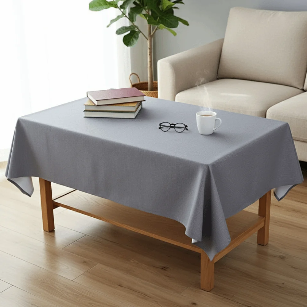 Solid Color PVC Tablecloth Simple Oil Resistant Kitchen Dinning Tablecloth Heat Resistant Decoration Square Table Cover