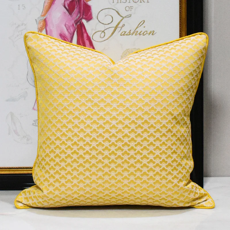 

Luxury Golden Geometric Jacquard Cushion Cover High Precision Woven PillowCase for Home Decor Modern Advanced Throw Pillow Cover