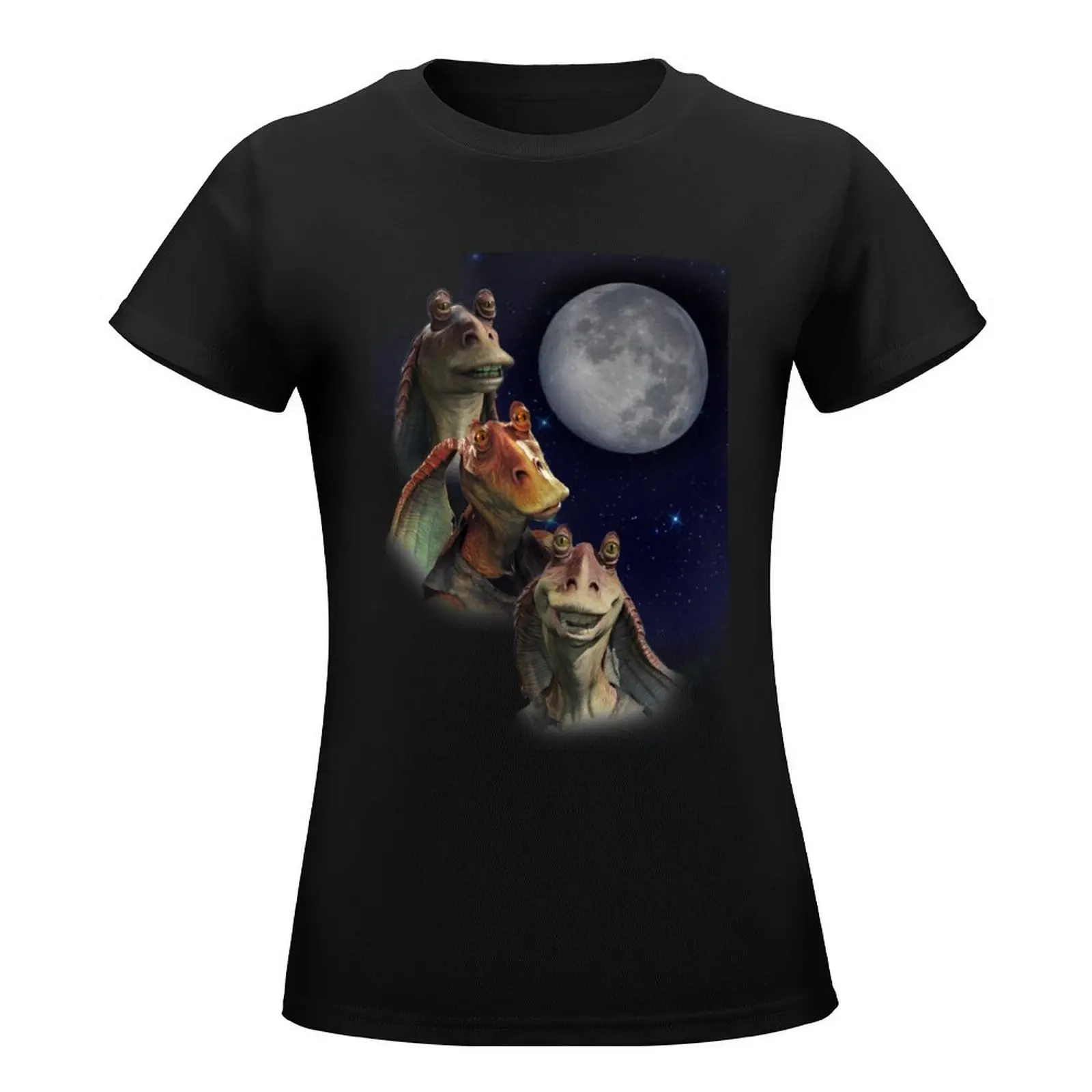 Three Jar Jar Moon T-Shirt Blouse funny kawaii clothes aesthetic clothes black t-shirts for Women