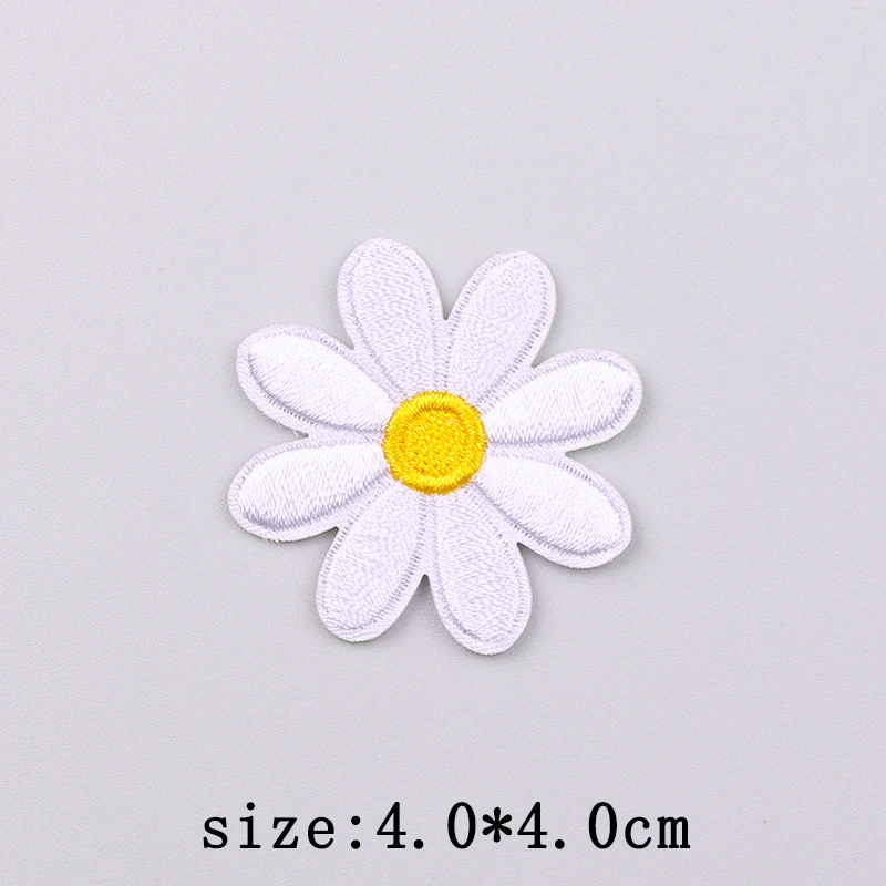 Parche bordado de flores para planchar, parches termoadhesivos para ropa, apliques fusibles de girasol de dibujos animados - imagen 4