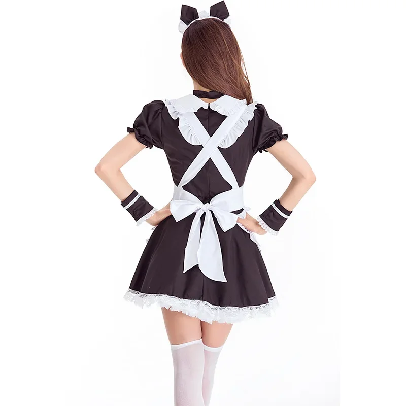 女性のための黒いロリータドレス,メイド服,かわいい猫のコスプレ衣装,エプロンドレス,ハロウィーンの衣装,スーツ