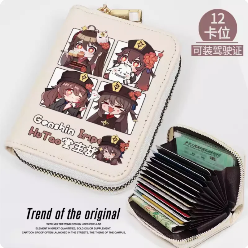 

Anime Genshin Impact Hutao Zipper Wallet Women Fold Bag Multi Card Coin Pocket Holder Fashion Wallet Gift