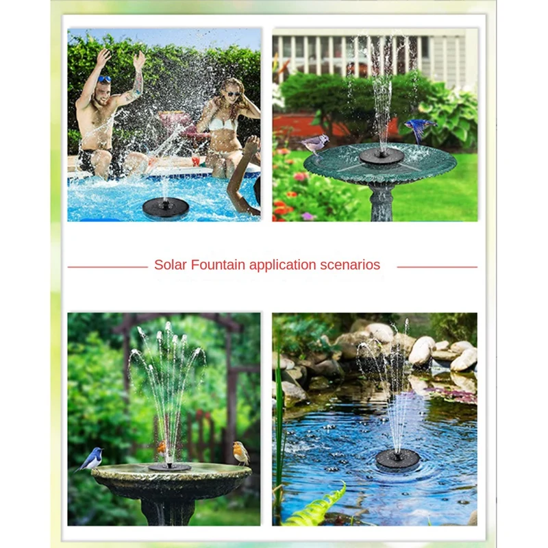 7V/3W น้ําพุพลังงานแสงอาทิตย์ปั๊มไฟ LED พลังงานแสงอาทิตย์เก็บน้ําพุสวนน้ําพุแนวนอน