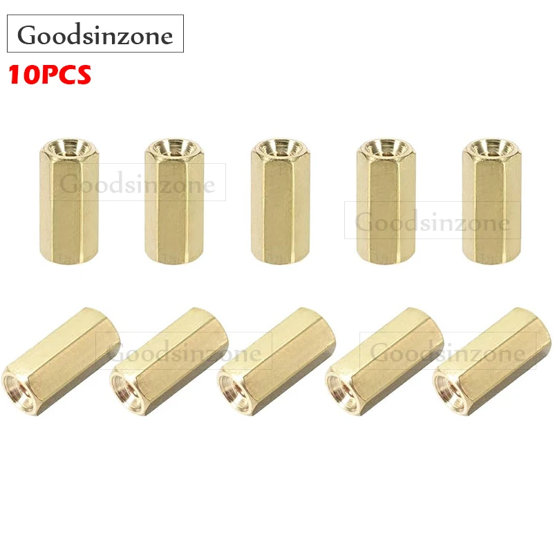 10PCS M2.5x10mm Female-Female Hex Brass Standoffs – PCB Motherboard Spacers for Raspberry Pi, FPV Drone & Computer Builds